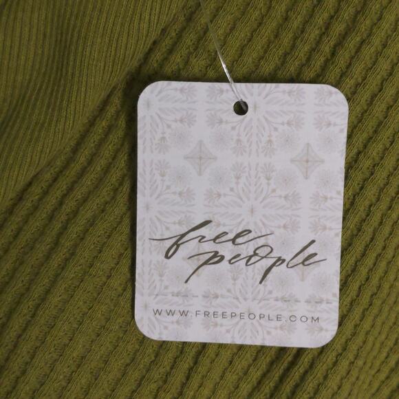 Free People Santa Clara Thermal Top Shirt Ferngully (Green) Slouchy V-Neck S New - Picture 10 of 12